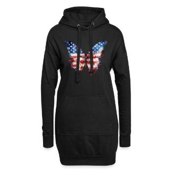 PAPILLON DRAPEAU AMÉRICAIN - Sweat-shirt à capuche long Femme - noir - Devant