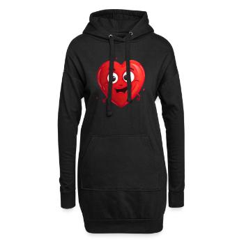 Fröhliches Herz - Hoodie-Kleid - Schwarz - Vorne
