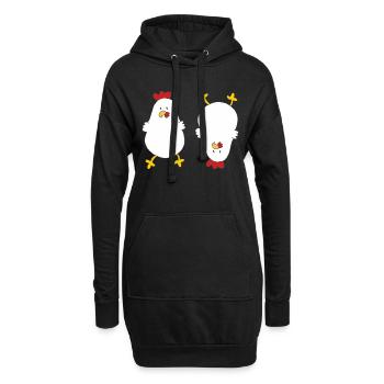 Poulets fous - Sweat-shirt à capuche long Femme - noir - Devant