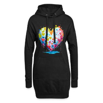 ich schenke dir meine Herz - Hoodie-Kleid - Schwarz - Vorne