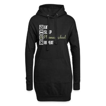 Pharmacie Humour Manger Sommeil Pharmacie École Répéter - Sweat-shirt à capuche long Femme - noir - Devant