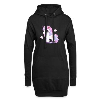 Hübsches Einhorn - Hoodie-Kleid - Schwarz - Vorne