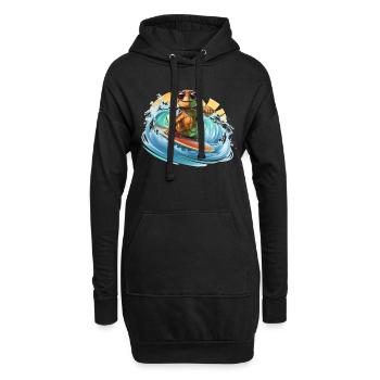 Surfende Schildkröte - Hoodie-Kleid - Schwarz - Vorne