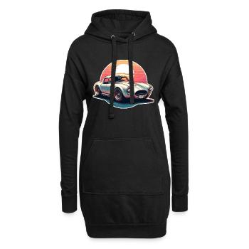 voiture vintage couché de soleil - Sweat-shirt à capuche long Femme - noir - Devant