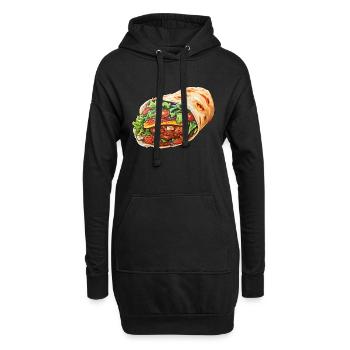 Rouleau de kebab - Sweat-shirt à capuche long Femme - noir - Devant