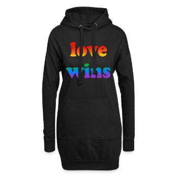 L’amour gagne - Sweat-shirt à capuche long Femme - noir - Devant