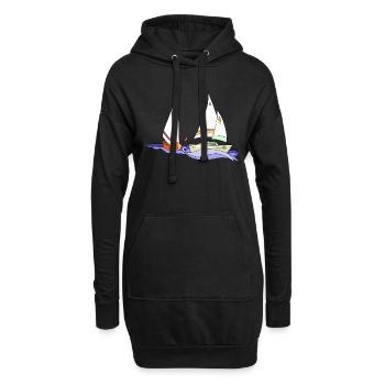 Segelboote - Hoodie-Kleid - Schwarz - Vorne