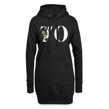Numéro 70 floral vert - 70e anniversaire floral - Sweat-shirt à capuche long Femme - noir - Devant