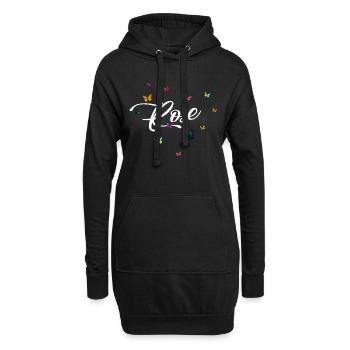 ROSE - Mädchen Name mit bunten Schmetterlingen - Hoodie-Kleid - Schwarz - Vorne
