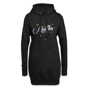 MARTHA - Mädchen Name mit bunten Schmetterlingen - Hoodie-Kleid - Schwarz - Vorne