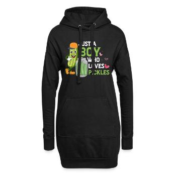 Juste un garçon qui aime les cornichons Aneth Concombre végétalien - Sweat-shirt à capuche long Femme - noir - Devant
