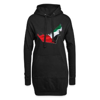 (Émirats arabes unis) Drapeau des Émirats sur la carte des Émirats - Sweat-shirt à capuche long Femme - noir - Devant