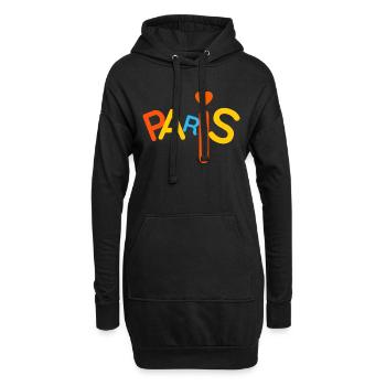 Paris coloré - Sweat-shirt à capuche long Femme - noir - Devant