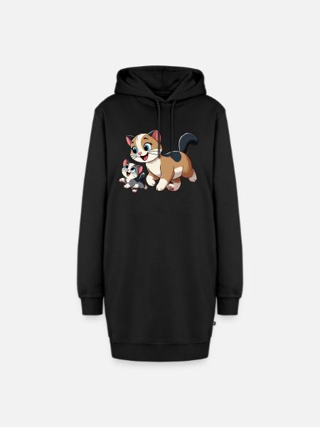 Englisch Kurzhaar Mutter und Kind - Hoodie-Kleid - Schwarz