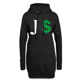 Lettre j dollar - Sweat-shirt à capuche long Femme - noir - Devant
