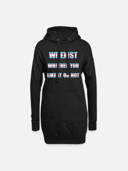 We Exist - Transgender-Flagge - Hoodie-Kleid - Schwarz