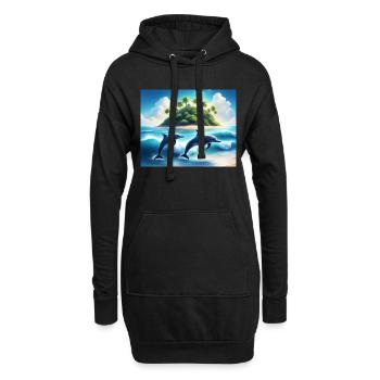 Tanz der Delfine – Tropische Inselträume - Hoodie-Kleid - Schwarz - Vorne