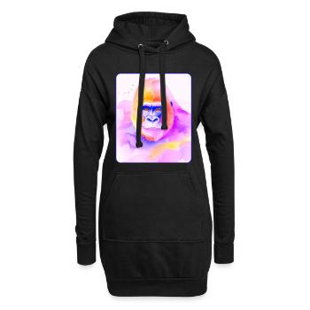 Gorilla Portrait (Watercolor) - Hoodie Dress - black - Front