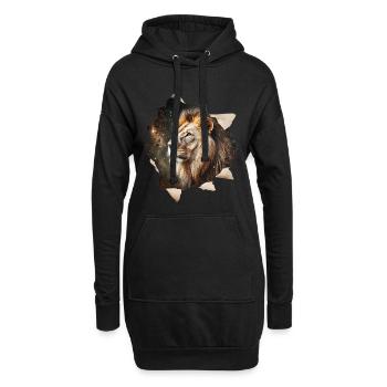 Löwe - Hoodie-Kleid - Schwarz - Vorne