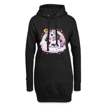 Licorne pastel sur l’arche des nuages - Sweat-shirt à capuche long Femme - noir - Devant