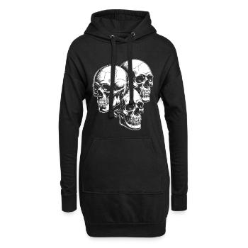 Trio crâne - Sweat-shirt à capuche long Femme - noir - Devant