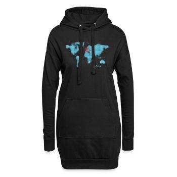 cologne carte du monde - Sweat-shirt à capuche long Femme - noir - Devant