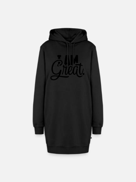 I AM Great Spruch - Hoodie-Kleid - Schwarz
