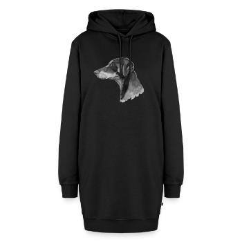 Dobermann Pincher - Hoodie-Kleid - Schwarz - Vorne - AI Model Female 172 light (172cm)
