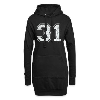 31 in white in the used look - Hoodie Dress - black - Front