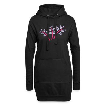 fleur sauvage - Sweat-shirt à capuche long Femme - noir - Devant