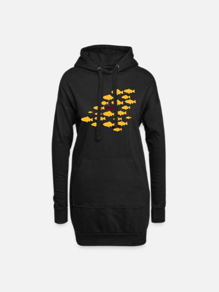 Gegen den Strom Schwimmen - Hoodie-Kleid - Schwarz