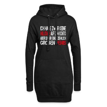 Ich habe zwar keine Millionen aber großen Penis - Hoodie-Kleid - Schwarz - Vorne
