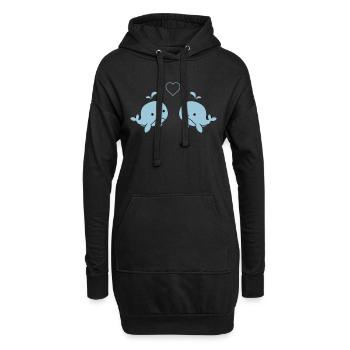 baby_wale_verliebt - Hoodie-Kleid - Schwarz - Vorne