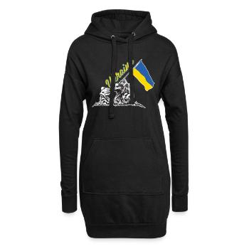 ukrainische flagge hissen - Hoodie-Kleid - Schwarz - Vorne