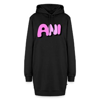 Ani - Hoodie-Kleid - Schwarz - Vorne - AI Model Female 172 light (172cm)