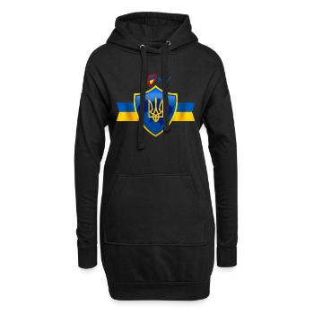 J’aime mon pays, l’Ukraine, t-shirt - Sweat-shirt à capuche long Femme - noir - Devant
