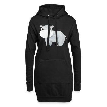 Süßes Nilpferd Baby Afrika Savanne Safari Hippo - Hoodie-Kleid - Schwarz - Vorne