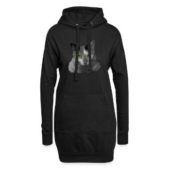 Die grünäugige Katze - Hoodie-Kleid - Schwarz - Vorne