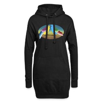 Oiseaux - Sweat-shirt à capuche long Femme - noir - Devant