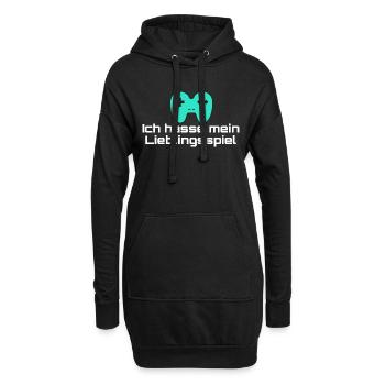 hasse mein lieblingsspiel - Hoodie-Kleid - Schwarz - Vorne