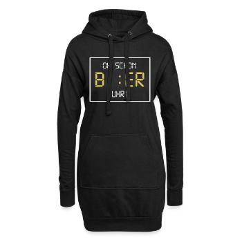 oh schon bier uhr - Hoodie-Kleid - Schwarz - Vorne