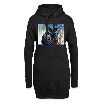 Eule - Hoodie-Kleid - Schwarz - Vorne