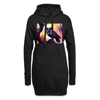 Eule - Hoodie-Kleid - Schwarz - Vorne