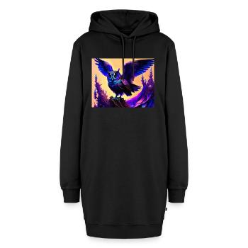 Eule - Hoodie-Kleid - Schwarz - Vorne