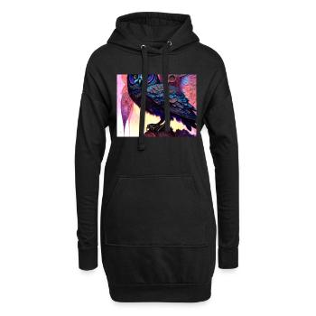 Eule - Hoodie-Kleid - Schwarz - Vorne