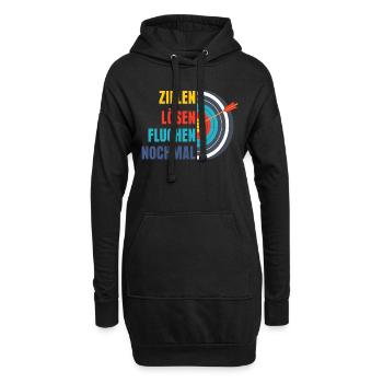 Zielen Lösen Fluchen Nochmal Jagd Bogenschütze - Hoodie-Kleid - Schwarz - Vorne