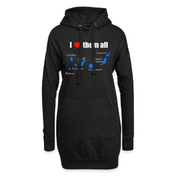Je les aime tous - Îles Canaries - Sweat-shirt à capuche long Femme - noir - Devant