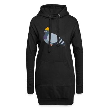 Coole Taube trägt eine Mütze, ähh Beanie natürlich - Hoodie-Kleid - Schwarz - Vorne