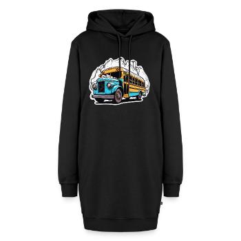 Bus / bus scolaire / jaune / bande dessinée / vieille école - Sweat-shirt à capuche long Femme - noir - Devant