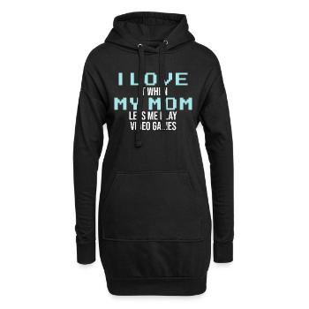 J’adore quand ma mère me laisse jouer à des jeux vidéo - Sweat-shirt à capuche long Femme - noir - Devant